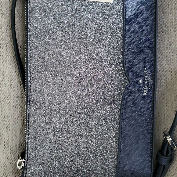 NEW Kate Spade cross body bag,purse, Lola glitter,dusk grey.Beautiful bluish tin - Picture 2 of 8